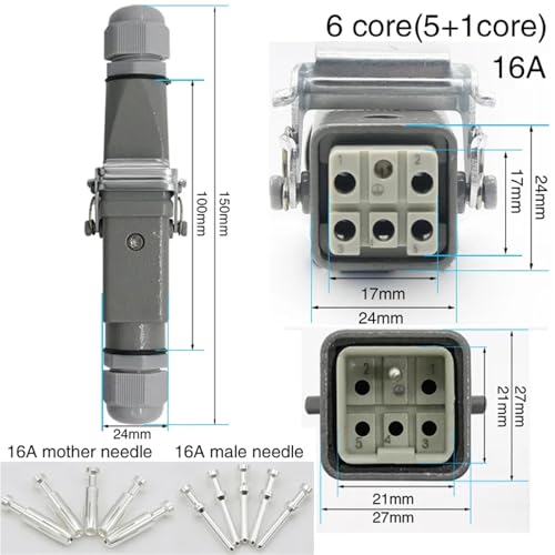 Conector industrial resistente 8 pines 250V 10A miniatura 6