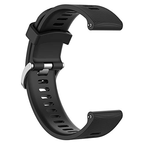 LOKEKE for Garmin Forerunner 245 Music Replacement Band, Replacement Silicone Watch Wrist Band Strap for Garmin Forerunner 245 Music/Garmin Forerunner 245(Silicone Black)