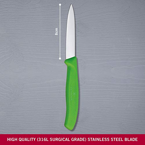 Image of Victorinox, Swiss Classic Kitchen Knife /PARING Knife /Vegetable Knife 8 cm, Straight Edge- Green Colour.