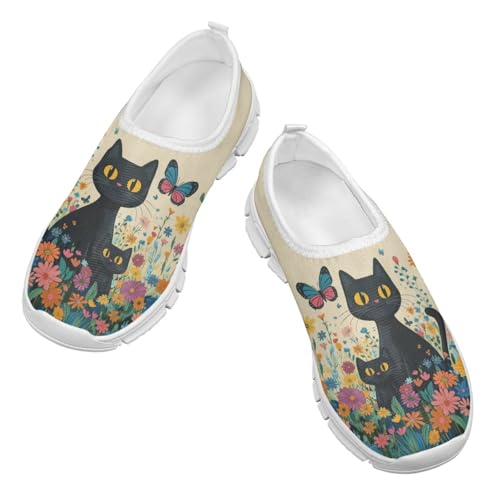 Girls Sneakers Black Cat Walking Running Shoes2