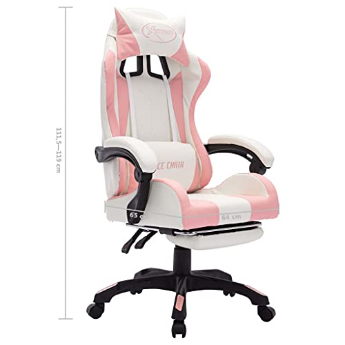 Sedia da Gaming con Luci a LED RGB Rosa e Bianca in Similpelle - Sedia gaming - Immagine 2