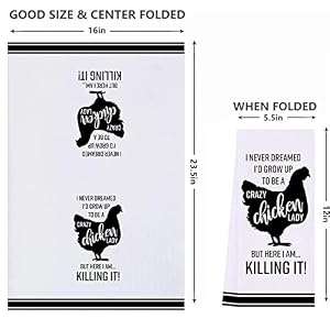 LXOMILL Funny Chicken Gifts Crazy Chicken Lady Gifts Funny Chicken Kitchen Towels for Women Chicken Decor Chicken Mom Gifts Chicken Farmer Gift Gag Birthday Gifts for Chicken Lovers