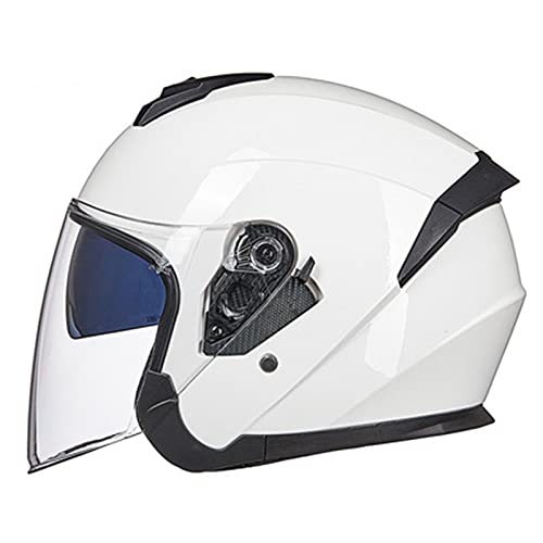 Vinatage Casques Moto Bols Demi-Casque Rétro Ouvert Moto Adulte Hommes Femmes Casque De Protection Certification ECE Casque Vintage 3/4 Open Face Moto Casques Motocross,Blanc,M