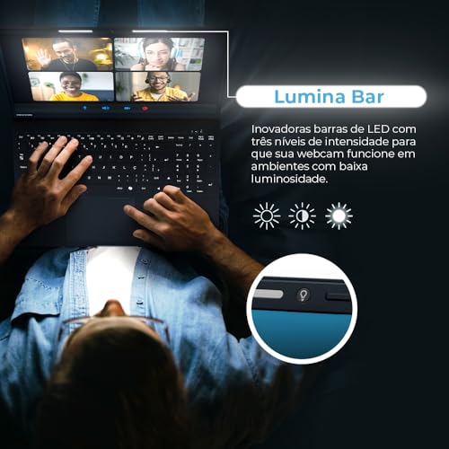Notebook Positivo Vision i15 Lumina Bar i3-N300, 8GB 256GB SSD, Tela 15 polegadas Full HD Antirreflexo Windows 11 Home – Preto