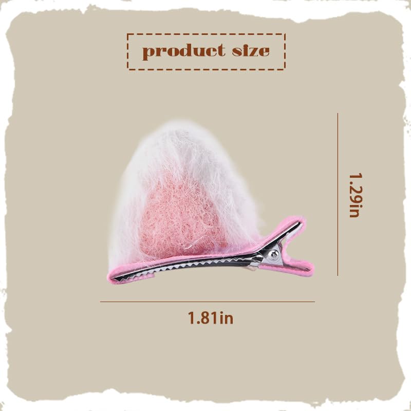 Mini Cat Ears Hair Clips Cute Kitty Ear Alligator Clips Hairpins Halloween Ears Headwear Headpiece Headdress Cat Costumes Cosplay Hair Accessories for Little Girls White Pink image 3