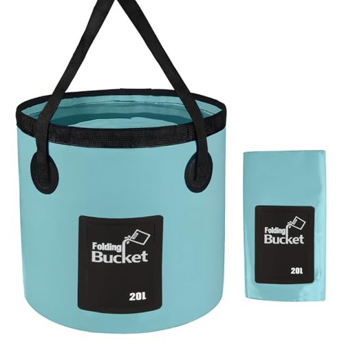 AYWOHA 20L Collapsible Bucket with Handle, 5 Gallon Foldable Water Container, Portable Wash Basin for Camping, Hiking, Fishing, Gardening, Car Washing and Outdoor Use