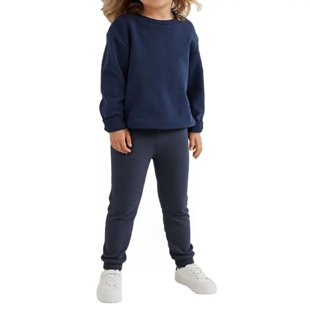 COUVER Youth Kids Heavyweight Cotton Sweatpants, Navy, Large, 1 Piece