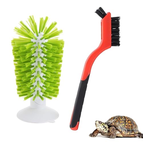 2 cepillos de tortuga con ventosa y exfoliación, accesorios para suministros de tanque (verde)