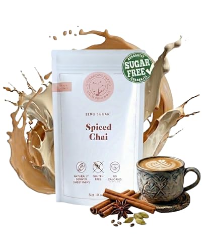5 SPARROWS Healthy Sugar-Free Spiced Chai Tea Latte Powder - Stevia-Sweetened, Zero Sugar Coffee Creamer for Dirty Chai - Keto-Friendly Flavored Drink Mix, 10 oz