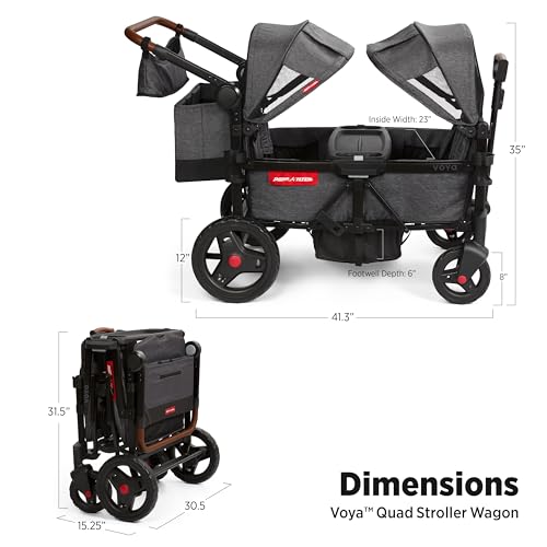 Image of Radio Flyer Voya Quad Stroller Wagon, for Toddlers and Kids 6+ Months