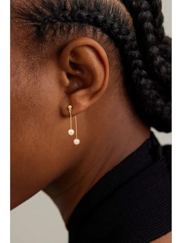 Pearl Earrings for Women, Dainty 14K Gold Plated Pearl Drop Dangle Earring for Women Trendy Cubic Zirconia Simple Hypoallergenic Earrings Fashion Jewelry2