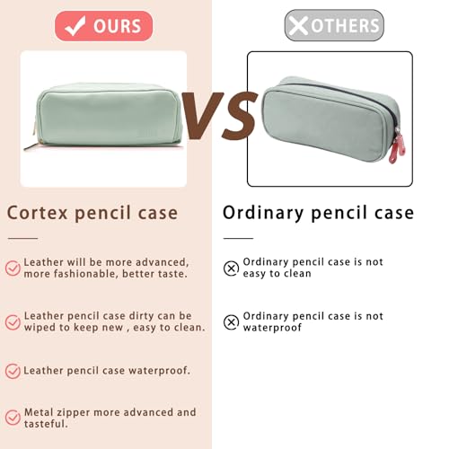 Image of EMUFOOK Large Capacity Pencil Case 3 Compartments Pencil Pouch Organizer with Zipper Portable Stationery Pen Bag Cute Aesthetic Gift for School Teen Girls Boys Men Women, Green