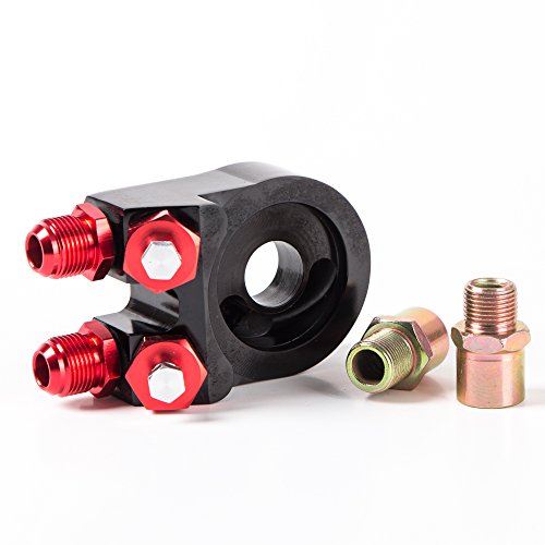 S660 AZ-1 コペン ジムニー など!! オイル ブロック サンドイッチ 油温 AN10 油圧計 センサー 汎用 センター ボルト M20x1.5 3/4-16 レッド&ブラック