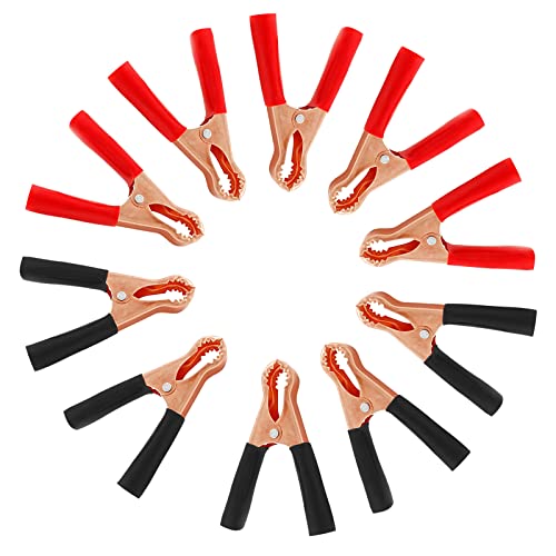 Qjaiune 10Pcs 50A Insulated Alligator Clips Electrical Heavy Duty Alligator Clamps Battery Replacement Cable Metal Spring Loaded Jumper Clips for Car Auto Vehicle Boat (Red & Black