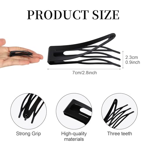 30 pinzas de cabello metal negro doble agarre miniatura 2