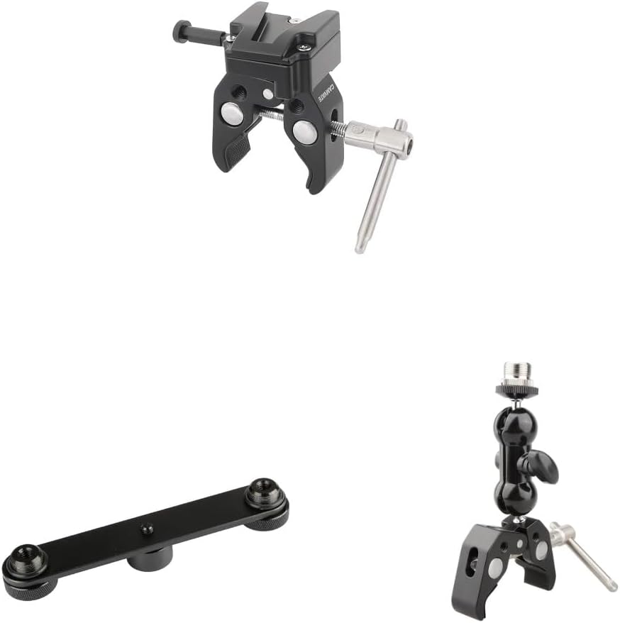 CAMVATE Super Crab Clamp V-Lock + Double Microphone Mounts + Crab clamp & Mini Ball Head