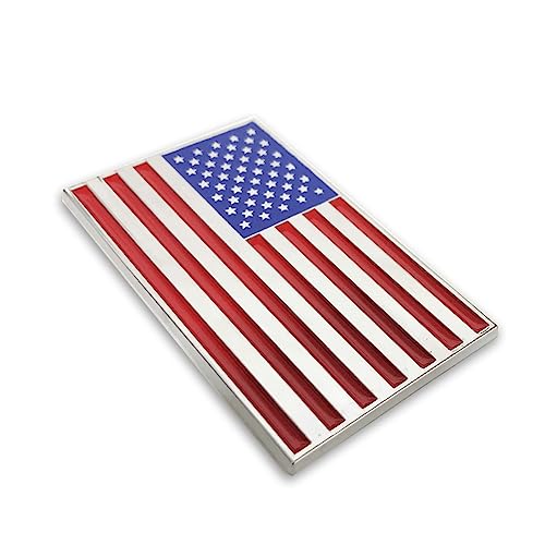 Image of 1Pc American Flag Sticker Decal 3.35 inch Metal Flag Car Stickers Emblem Bumper Stickers Logo for Vehicle Car Chrome USA US Flags Decals for Trucks Motorcycle 3D Badge(Silver Blue red)