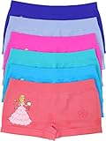 ToBeInStyle Girls' Pack of 6 Comfortable Seamless Stretch Boyshorts Underwear - Bouquet Princess with Flower Accents - M