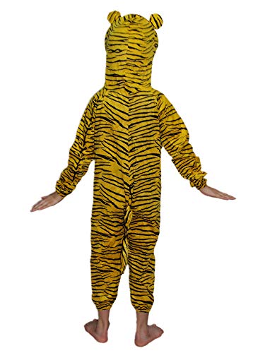 Image of Kaku Fancy Dresses Fleece Tiger Wild Animal Costume For Kids -Yellow, 5-6 Years|Animal Fancy Dress For Boys & Girls