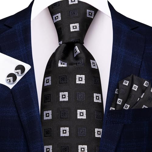 Image of Dubulle Mens Tie and Lapel Pin Paisley Striped Floral Necktie for Men Pocket Square Cufflinks 4PCS Set Wedding Party