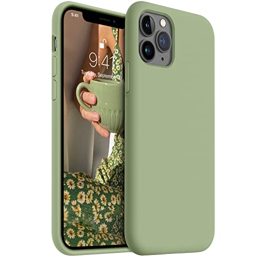 AOTESIER Shockproof Designed for iPhone 11 Pro Case [Soft Anti-Scratch Microfiber Lining] with Liquid Silicone Phone Case Drop Protection 5.8 inch Slim Thin Cover Tea Green