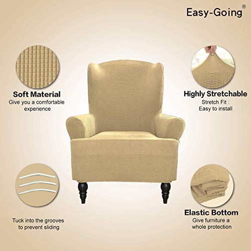 image for Easy-Going Stretch Wingback Chair Sofa Slipcover 1-Piece Sofa Cover Fu