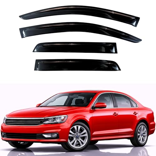 Image of KPY Rain Guards Fit for 2011-2018 Volkswagen Passat, Out-Channel Window Visors Vent Wind Deflectors 4PC, Car Accessories for 11-18 VW Passat