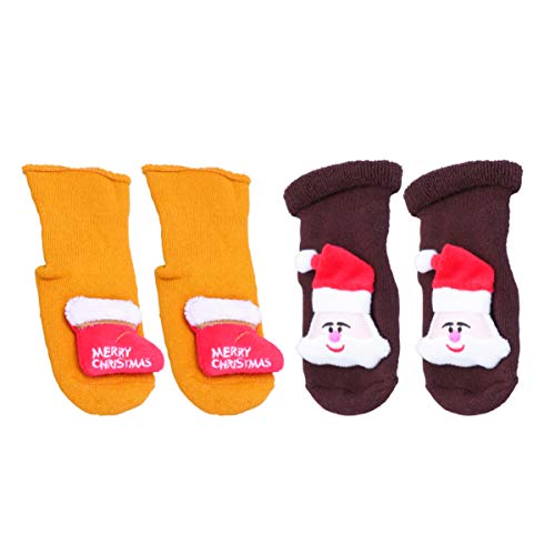 Toyvian 2 pares de meias infantis adoráveis de Natal antiderrapantes, calçados quentes para o invern