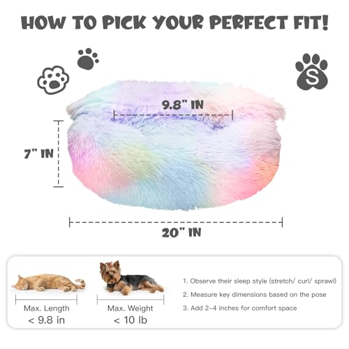 Image of Himax Small Dog Bed, Fluffy Dog Bed with Blanket Attached, Cat Bed Washable, Multi-Colored (20 inch /26 inch /35 inch)