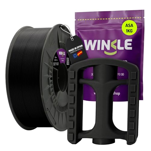 WINKLE Filamento ASA Preto Azabache | Filamento impressora 3D, filamento ASA 1,75 mm 1 kg, ASA preto, compatível com a maioria das impressoras 3D, precisão dimensional, resistente | bobina 1 kg