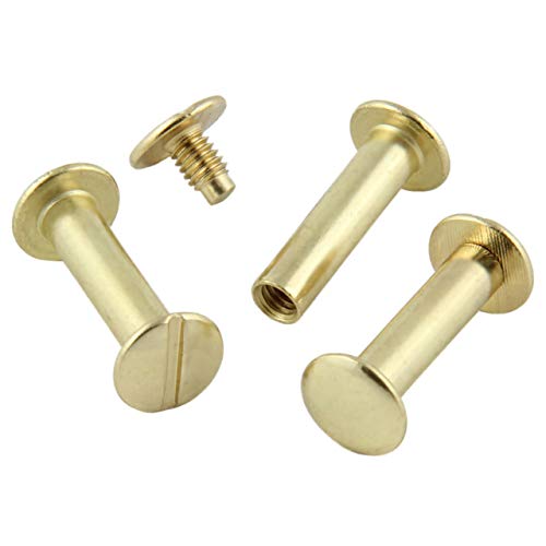 Vis de reliure Chicago M4 – longueurs et quantités au choix – pour maroquinerie et reliure de livre – laitonnées, 15 mm, lot de 20 pièces