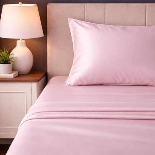 Image of LANE LINEN 100% Cotton Satin Fantasy Bedsheet Double Size - Sepia Rose