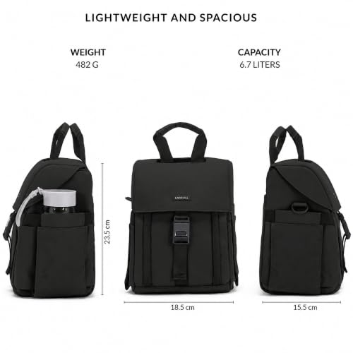 Image of Carriall Nova Lunch Bag for Office - Tiffin Bag with Bottle Holder & 6-Pocket Organizer | Spill-Resistant, Detachable Strap | 6.7L | Men & Women | Black