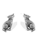 Boma Jewelry Sterling Silver Howling Wolf Stud Earrings