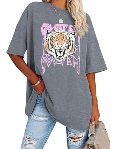 Aoang Oversized T Shirts for Women Cute Graphic Shirt Funny Spring Tees Tops Dark Gray XL