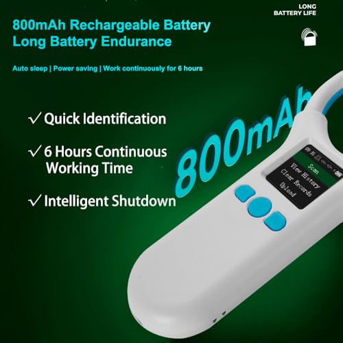 Image of Pet Microchip Scanner, Bluetooth Animal Tags Reader with 1.44'' TFT Display Screen, Handheld Rechargeable Pet Chip ID Tag Scanner 500 Data Storage for Livestock Poultry Management