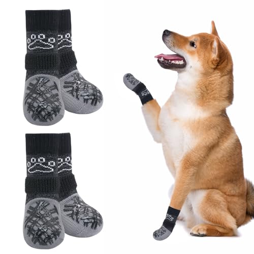 BEAUTYZOO Anti Slip Dog Socks, Dog Shoes for Hot Pavement & Hardwood Floors