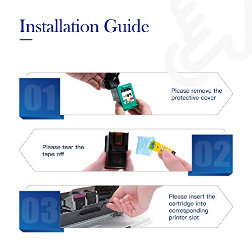 Valuetoner Remanufactured Ink Cartridge Replacement For Hp 98 C9364Wn & 95 C8766Wn For Officejet 150 100 6310, Photosmart 8050 C4180 C4150, Deskjet 460 5940 Printer (1 Black, 1 Tri-Color, 2 Pack) #TOP4