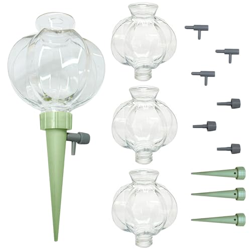 Ferizzia 4 Piezas Bolas de Riego, Bolas de Riego para Plantas, Autorriego por Goteo para Macetas, Autorriego para Macetas para Plantas Colgantes de Interior y Exterior