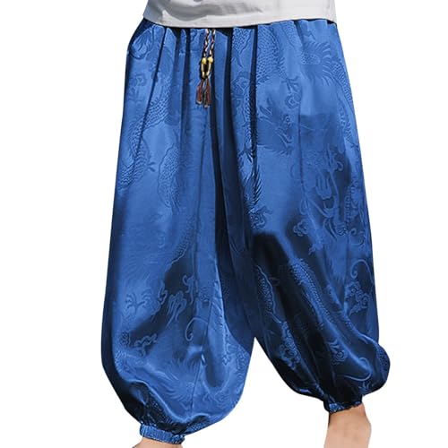 Pantalon en soie glacée homme frais et fluide à motif floral été