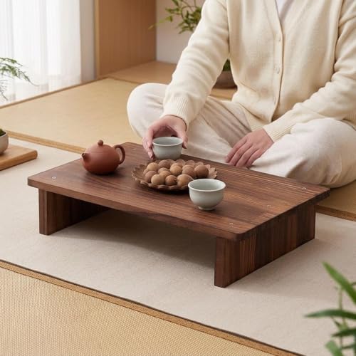 Table basse japonaise pour travailler confortablement au sol et dîner