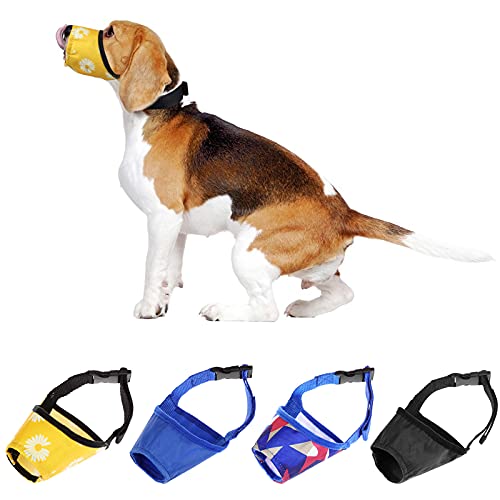 Dog Muzzle, 4 Pieces Of Muzzles for Small Medium and Large Dogs, Dog Mouth Cover to Prevent Biting Barking Chewing Drinkable and Adjustable Loop, Puppy Muzzle Bosal for Dogs, Best for Aggressive Dogs