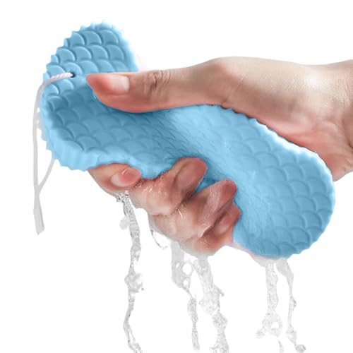 Esponja corporal 3D con patrón de escamas de peces, esponja elástica reutilizable para adultos, adolescentes, hombres, mujeres y bebés