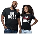 The Boss & The Real Boss Matching Shirts for Couples Him and Her Couple Outfits Men Black Large/Women Black Medium