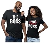 The Boss & The Real Boss Matching Shirts for Couples Him and Her Couple Outfits Men Black Large/Women Black Medium