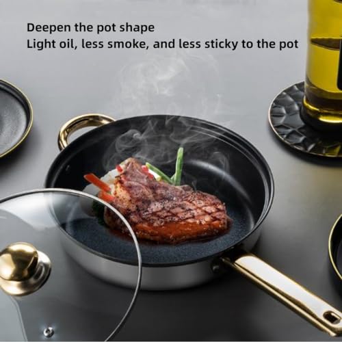 YJKKZQLB 12 Piece Stainless Steel Cookware Set, Kitchen Removable Handle Pots and Pans Set, Frying Pans Saucepans with Lid, Golden Handles， for All Stoves (12 pcs/with Kettle) - Image 5