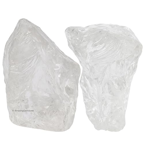 Image of Amazing Gemstone 2 Pieces Premium Grade Clear Quartz Raw Crystals and Healing Stones, Natural Rocks for Tumbling and DIY Raw Stones and Crystals