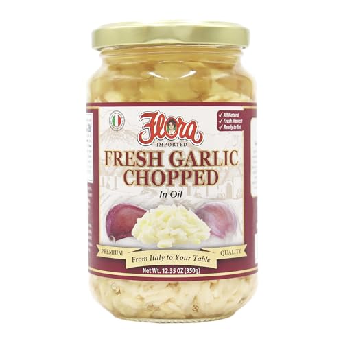 Flora Foods Italian Whole Garlic Cloves in Water Brine – Peeled & Ready to Eat – 10 oz Jar – Imported from Italy