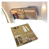 Tactical Molle Car Sun Visor Organizer, Large Molle Visor Panel Storage Pouch Holder, Tactical Gear Truck Storage Shelf, 600D Car Sunshade Storage Bag for Large Vehicle (Khaki)