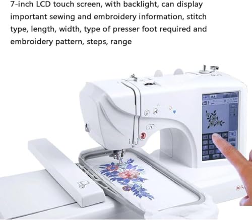 Automatyczna maszyna do szycia elektryczna maszyna do haftowania z 158 wbudowanymi wzorami, 210 liter, 30 obramowań, obszar haftu 10 cm x 23,4 cm, ekran dotykowy LCD
